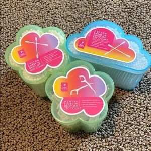 Dental Flossers and Cotton Swabs Set - Green and Blue